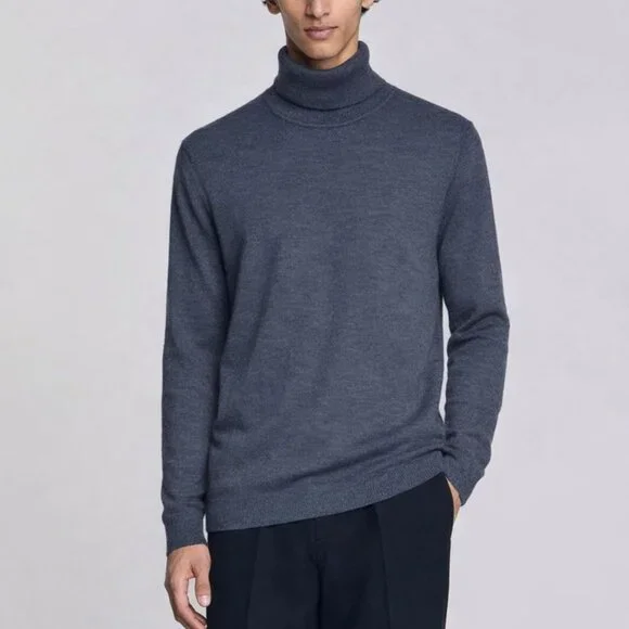 Sandro Wool Turtleneck Sweater Grey Medium - Picture 1 of 4